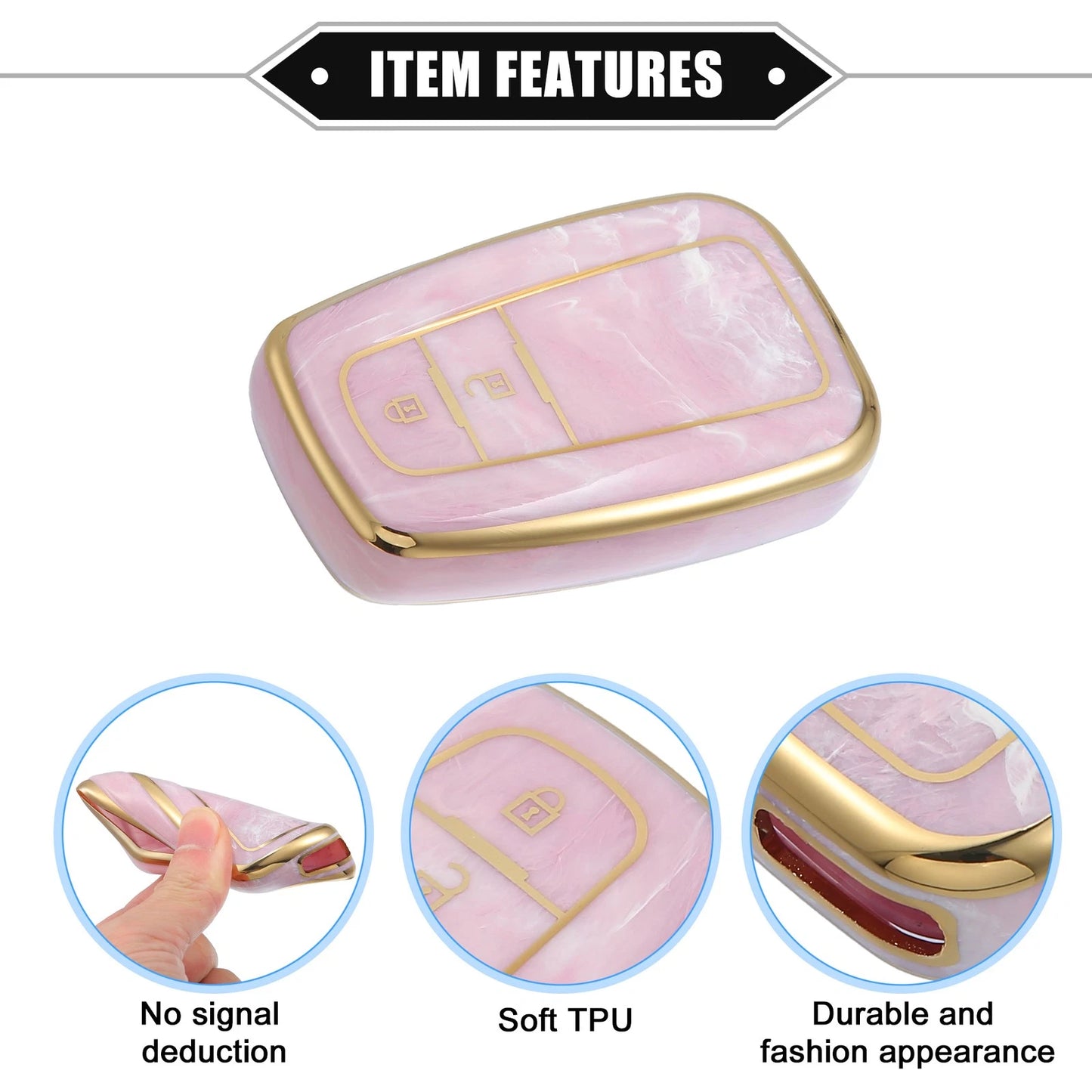 TPU Pink  Button Remote Smart Key Fob Cover for Toyota Prius (2006-2022)