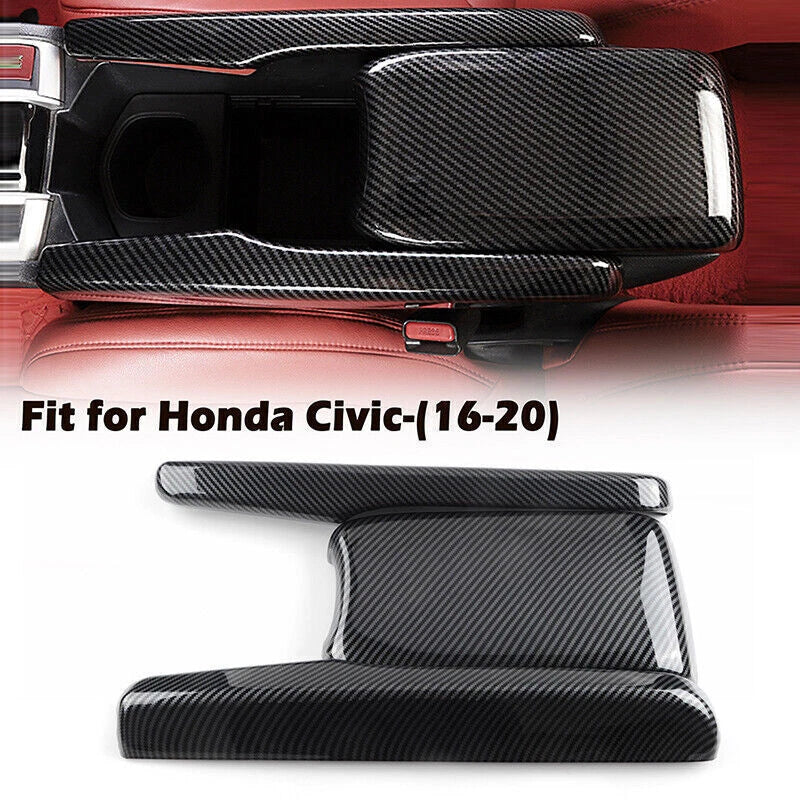 Carbon Fiber Look Interior Central Armrest Box Panel for 2016-2021 Honda