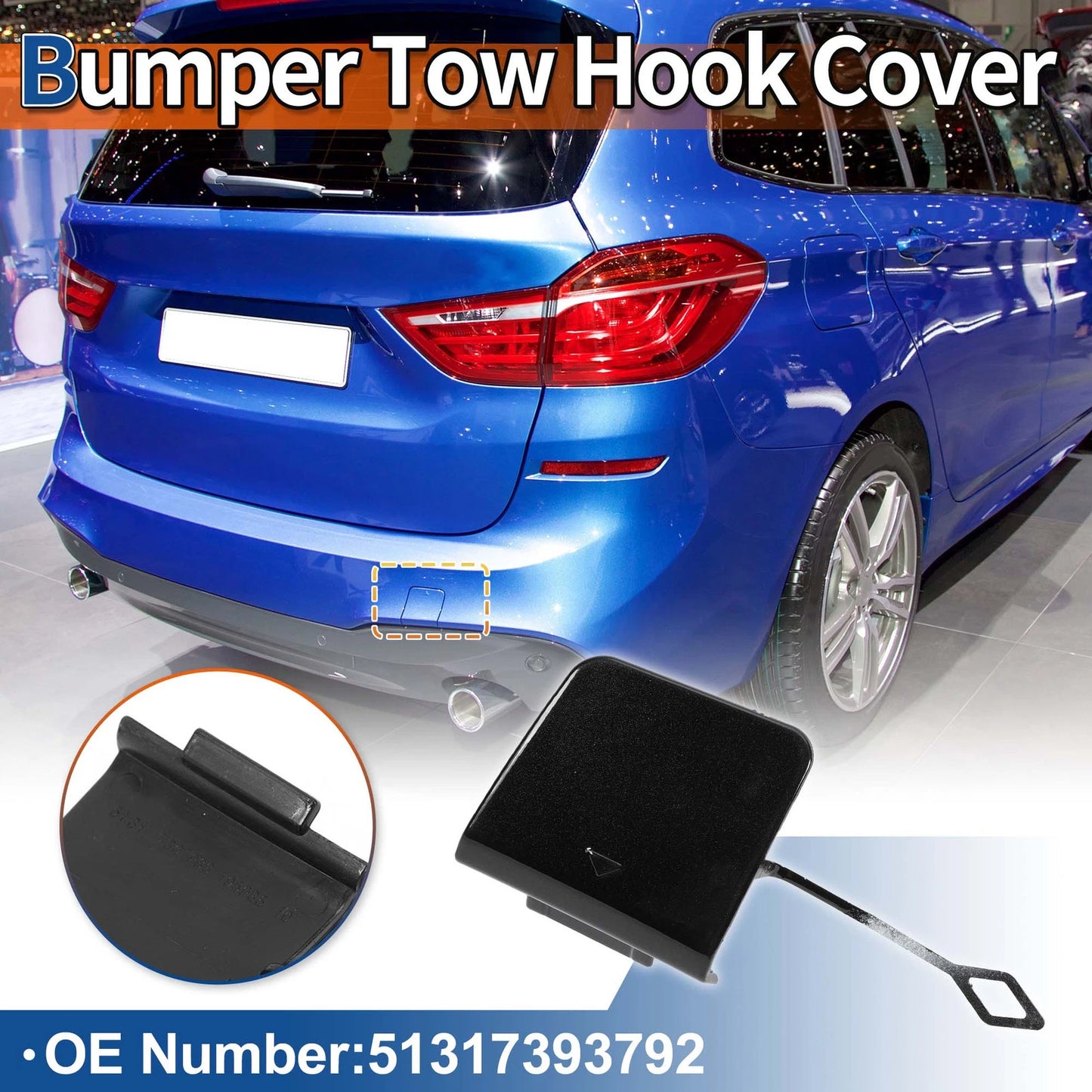 Rear Tow Hook Cover for BMW 2 Series (2014-2021) Black Sapphire
