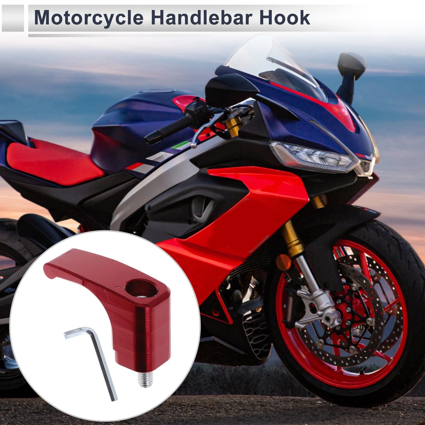 L-Shape Aluminum Alloy Motorcycle Hanging Hook 1 Set 46mm Red for Car