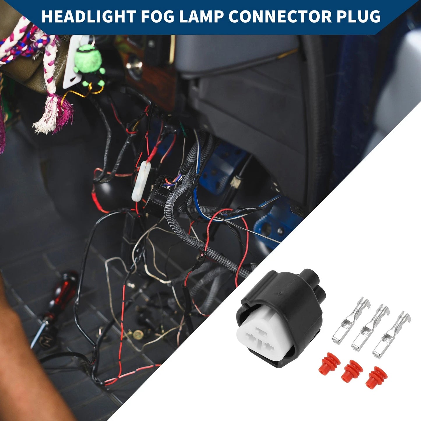 3 Pin 1 Set Headlight Fog Lamp Connector Plug Female Wire Terminal for Toyota