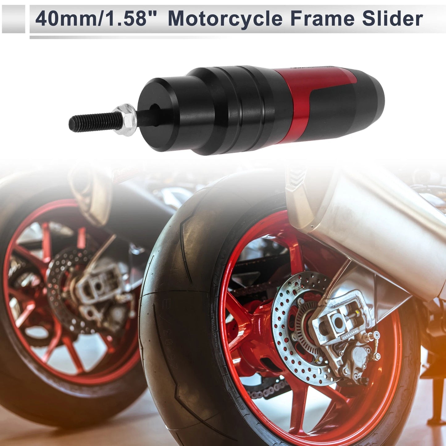 Slider Frame 10mm Aluminum Alloy Red for Motorcycle