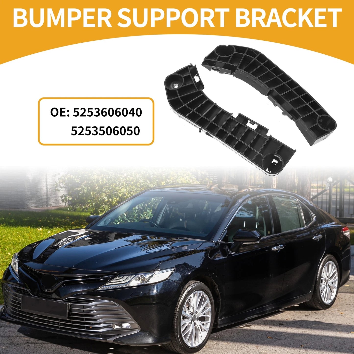 Bumper Support Bracket 1 Pair for Toyota Camry (2007) Black