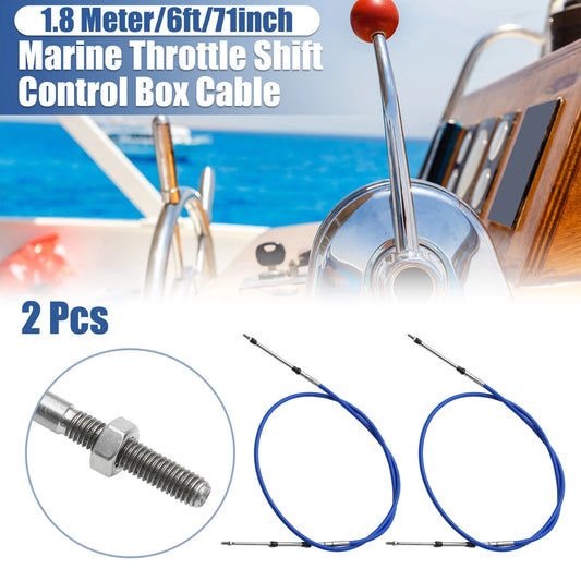 2 x 6ft 1.8m 71in Marine Throttle Shift Remote Control Box Cable Blue for Make