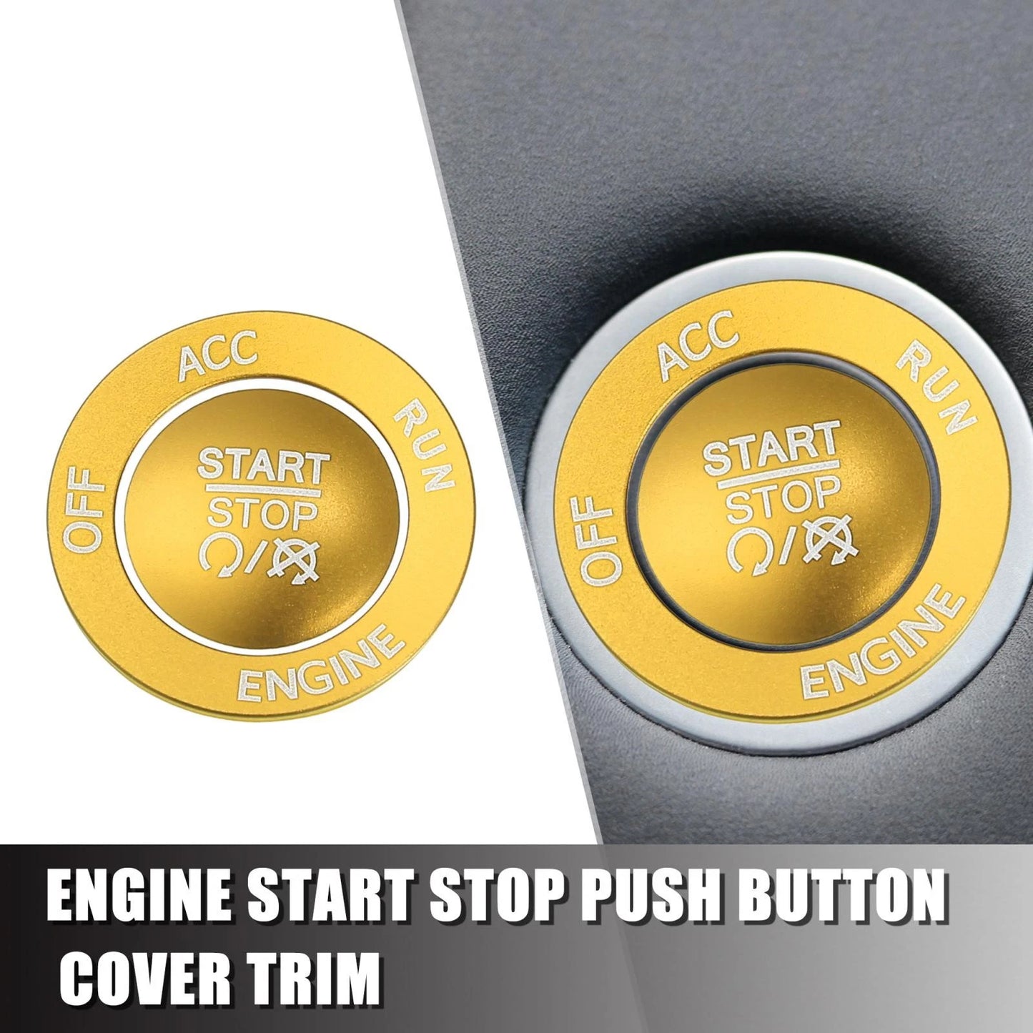 Engine Start Stop Button Cover Trim Kit for Dodge Charger Challenger Gold Tone