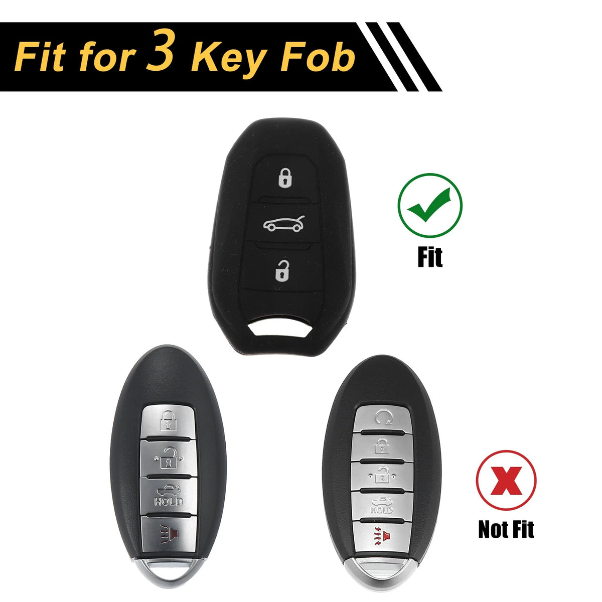 Black Key Fob Shell Cover Case for Peugeot 208/e208 (2019-2023)