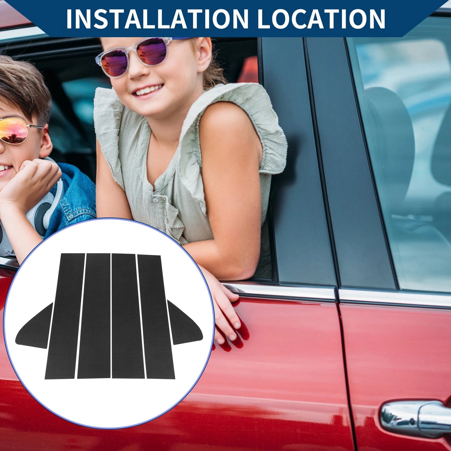 6 x Car Pillar Window Trim Cover Carbon Fiber for GMC Sierra 1500 (2019-2024)