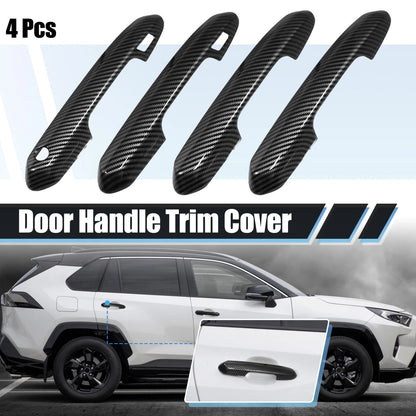 4 x Door Handle Cover Trim for Toyota RAV4 (2019-2021) Carbon Fiber Black