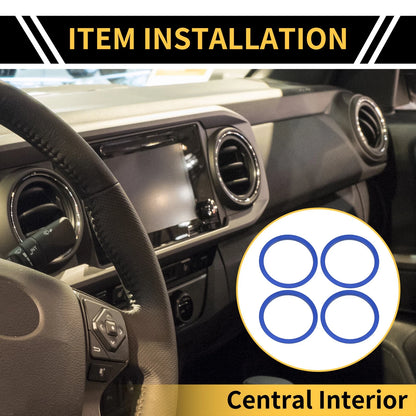 AC Vent Dashboard Decoration Rings / Blue 1set for Toyota Tacoma (2016–2023)