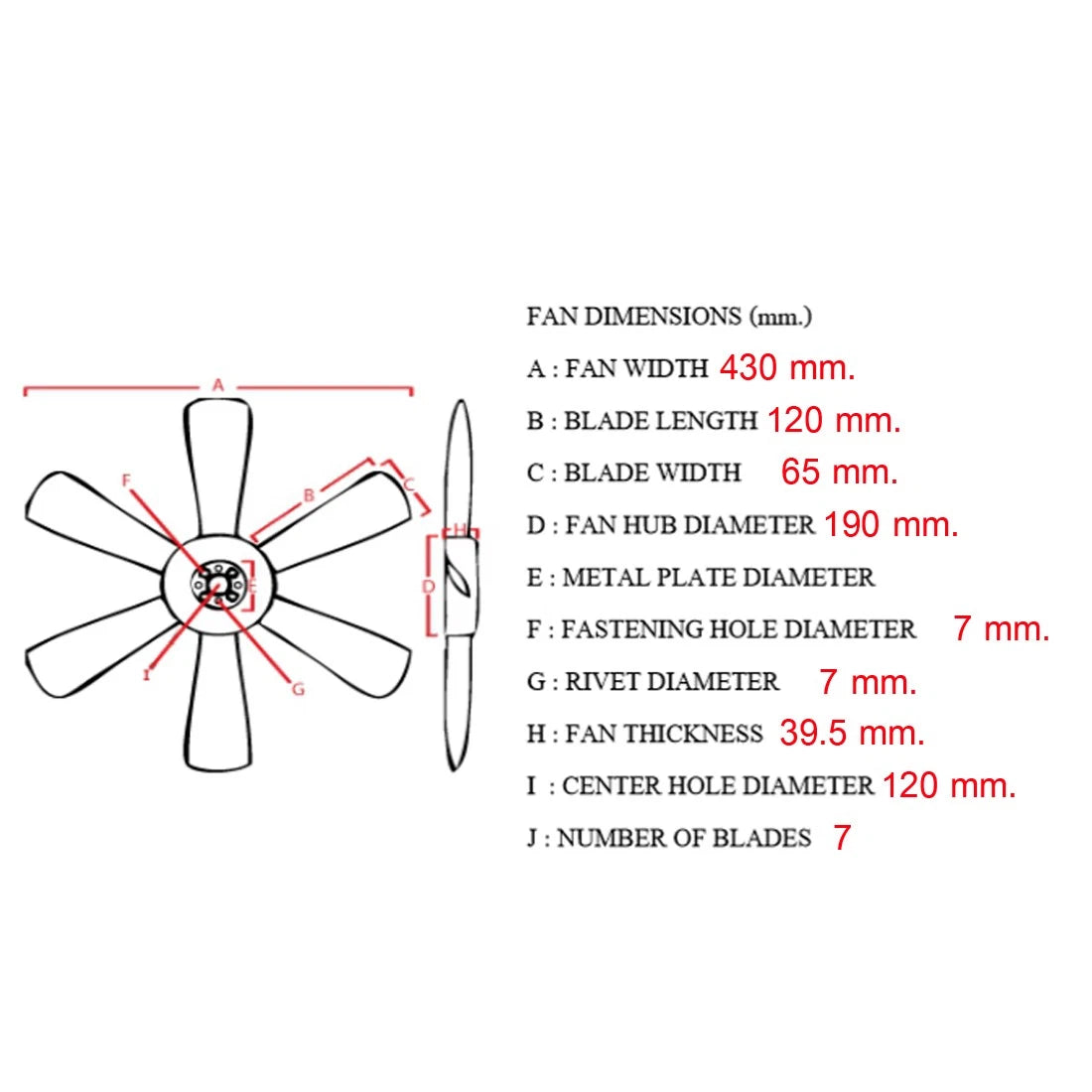 Cooling Fan Blade 2.0L for Isuzu  KB Chevrolet LUV