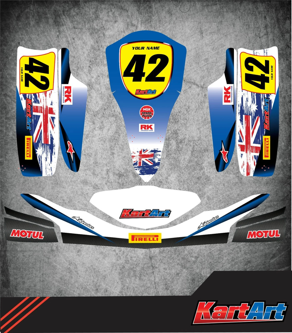 AUSSIE PRIDE STYLE Stickers Decals for Tony Kart OTK Cadet Rookie (2010-2014)