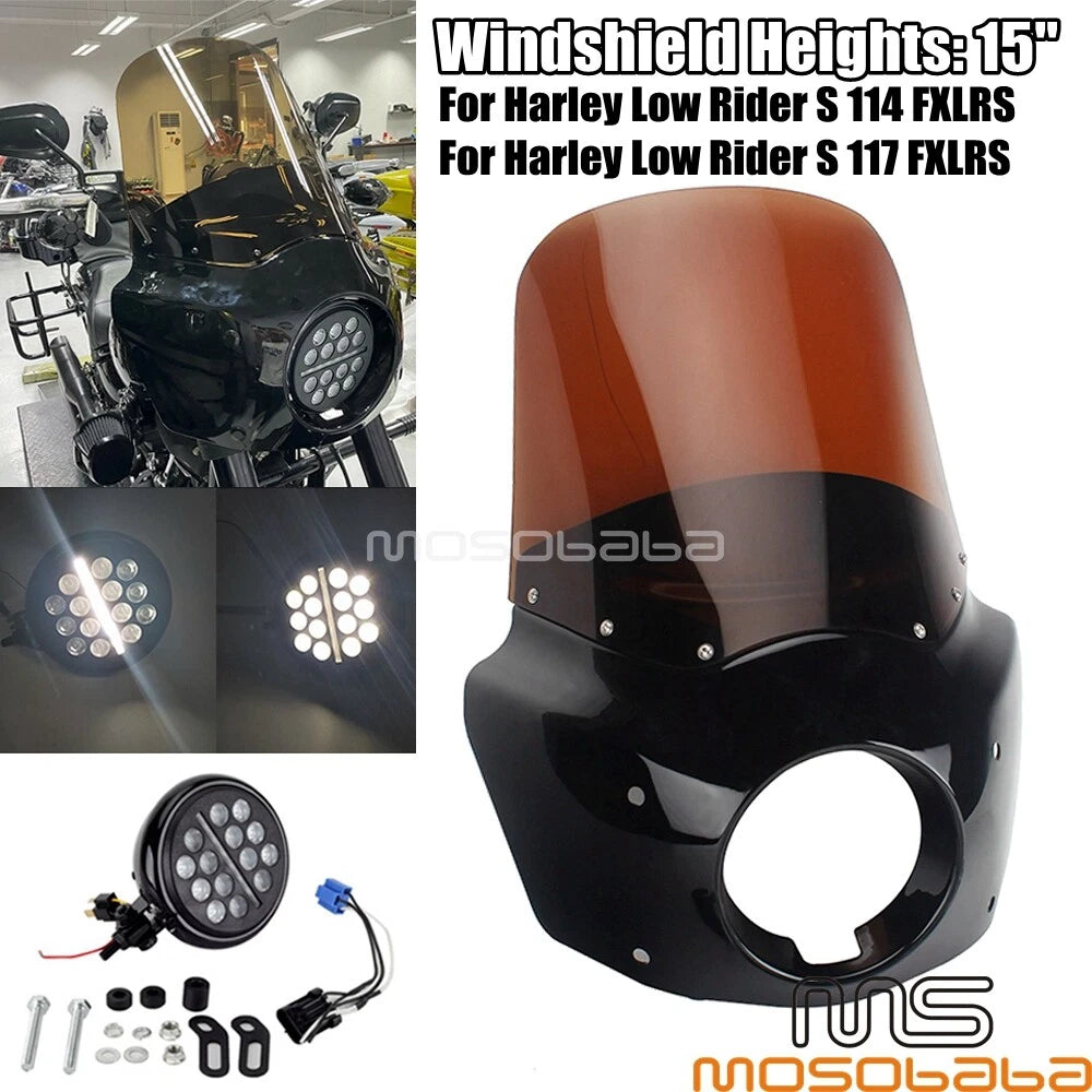 LED Headlight & Windshield Fairing for Harley Low Rider S (2020-2023)