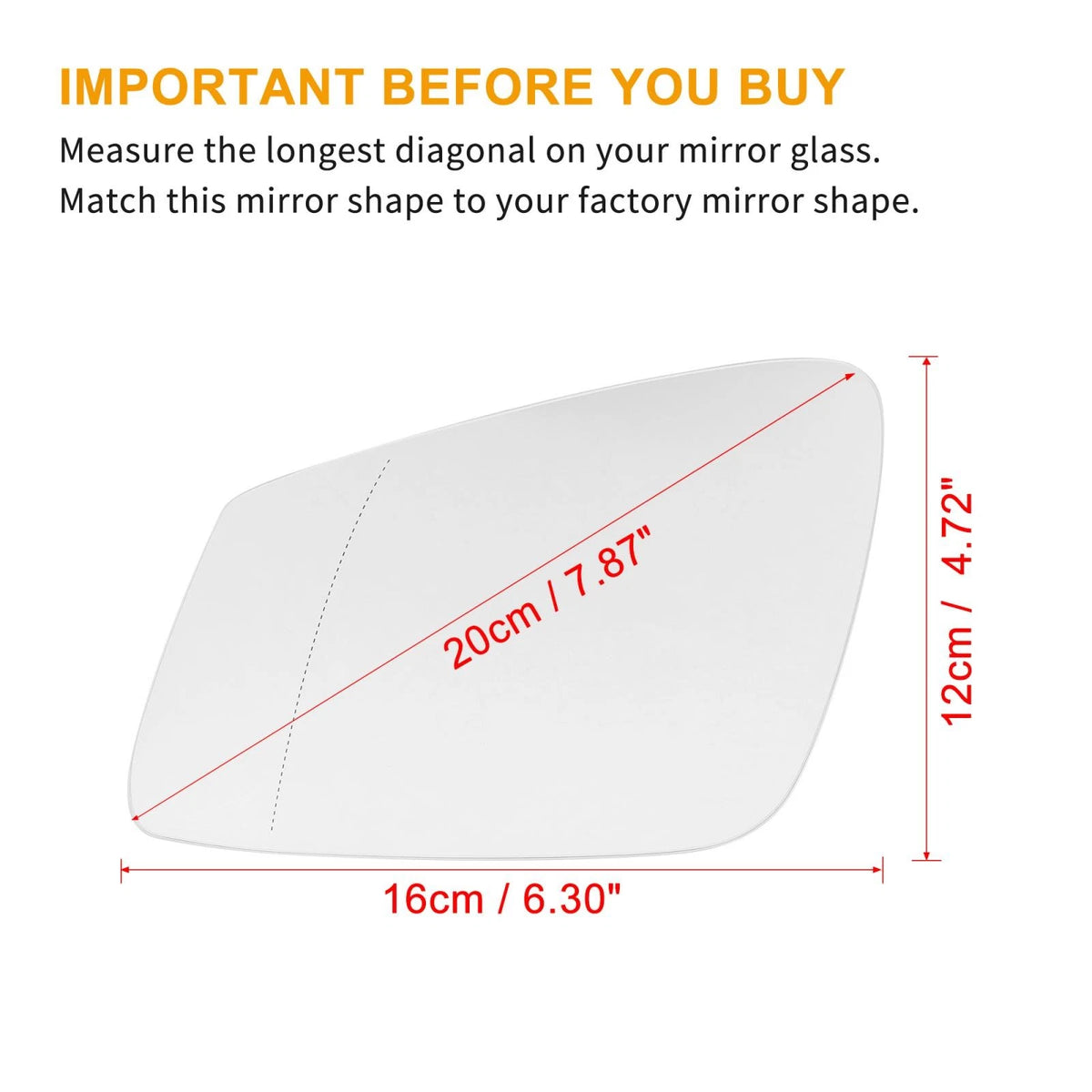 Heated Left Side Mirror Glass with Backing for BMW F10 528i 550i (2009-2017)