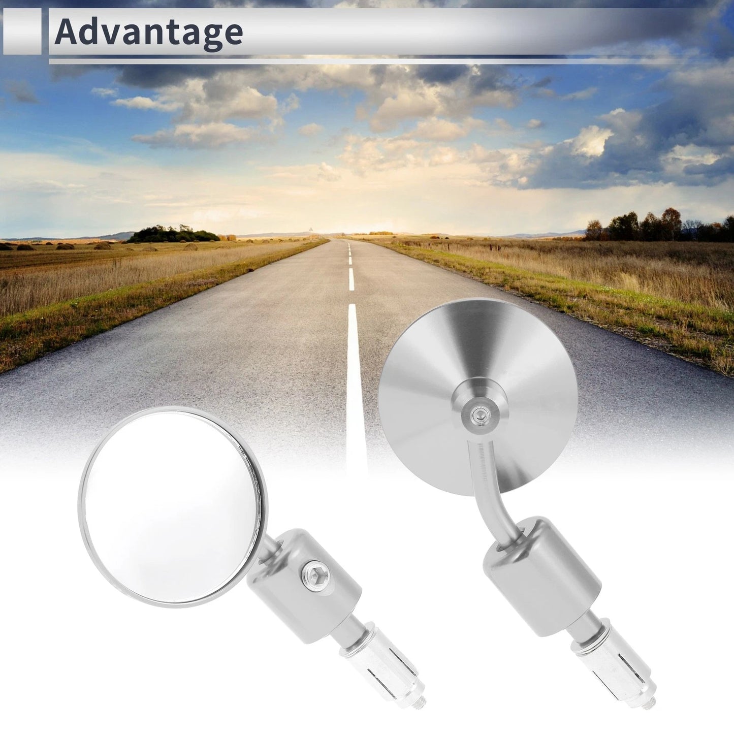 Rear View Mirrors / Round Shape / Silver Tone Aluminum Alloy for M6