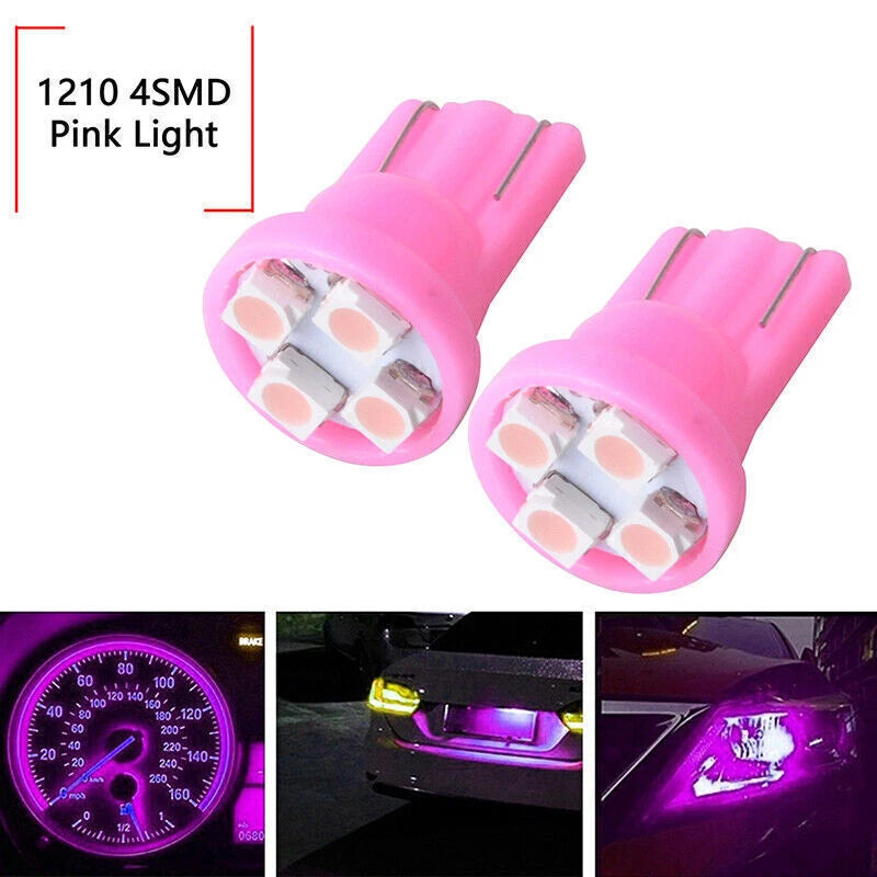 T10 Wedge 4 SMD LED Brake Light Bulbs   - 2x Pink