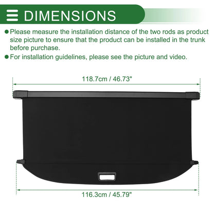 Retractable Cargo Cover for BMW X3 2025-2026, Aluminum Alloy, Black