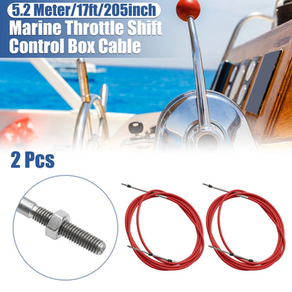2 x 17ft Marine Throttle Shift Remote Control Box Cable for Make Model