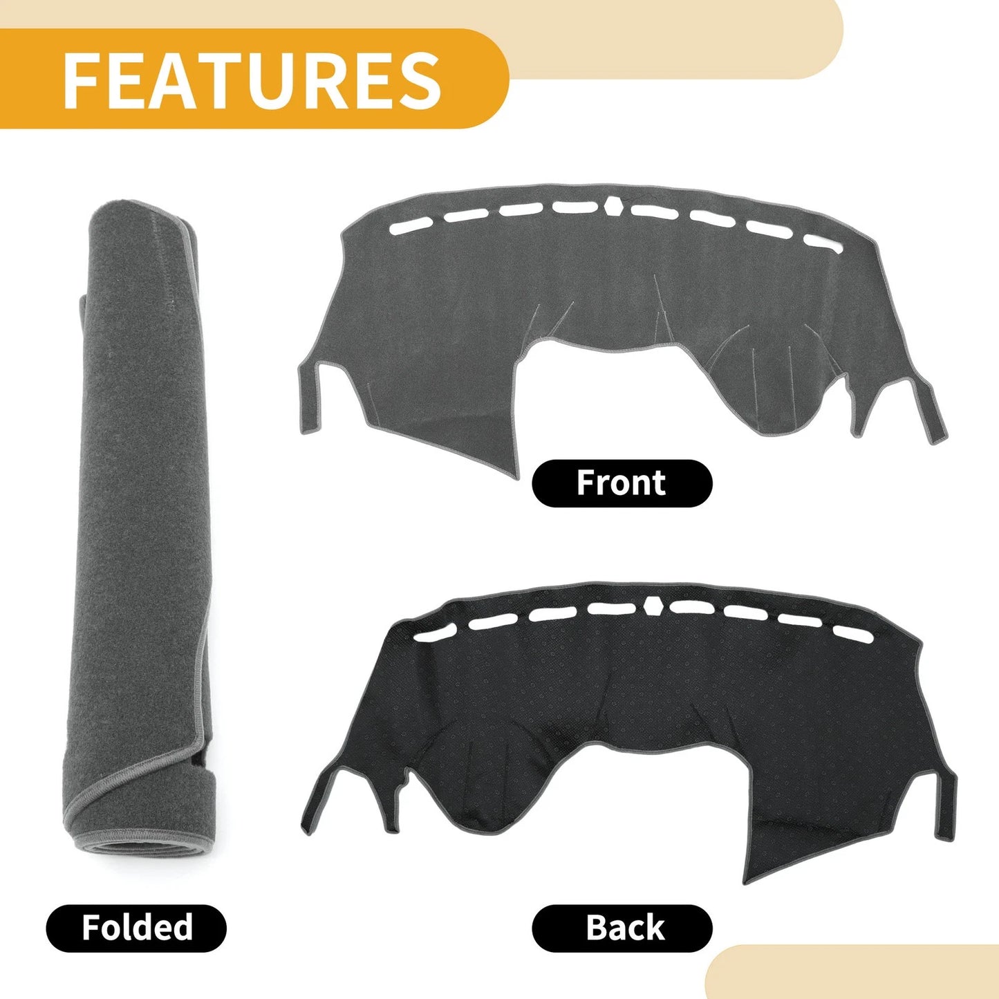 Dashboard Cover Mat for Ford Kuga 2015 (1 Pc) Gray