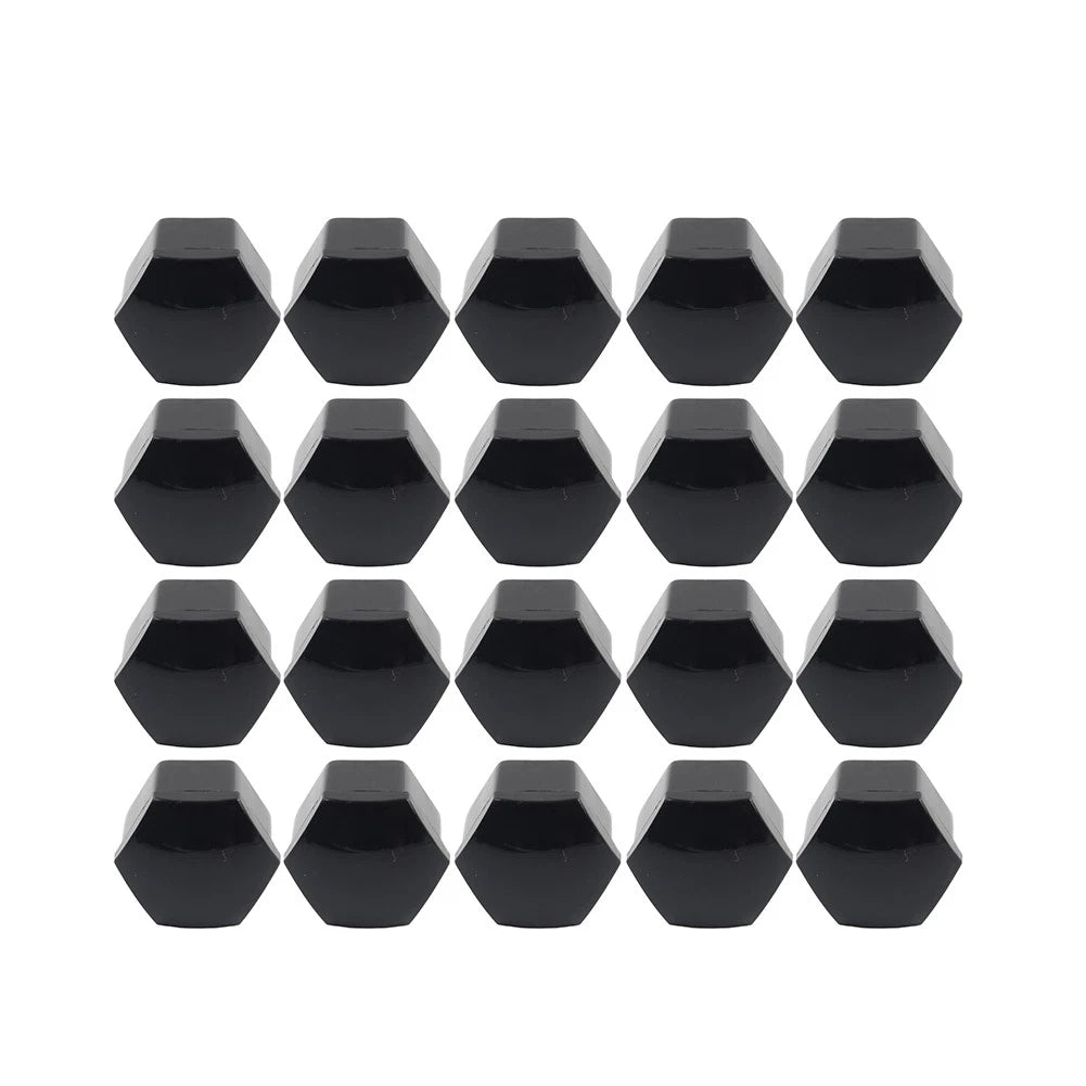 17mm Black Wheel Lug Nut Bolt Cover Caps 20Pcs for Audi