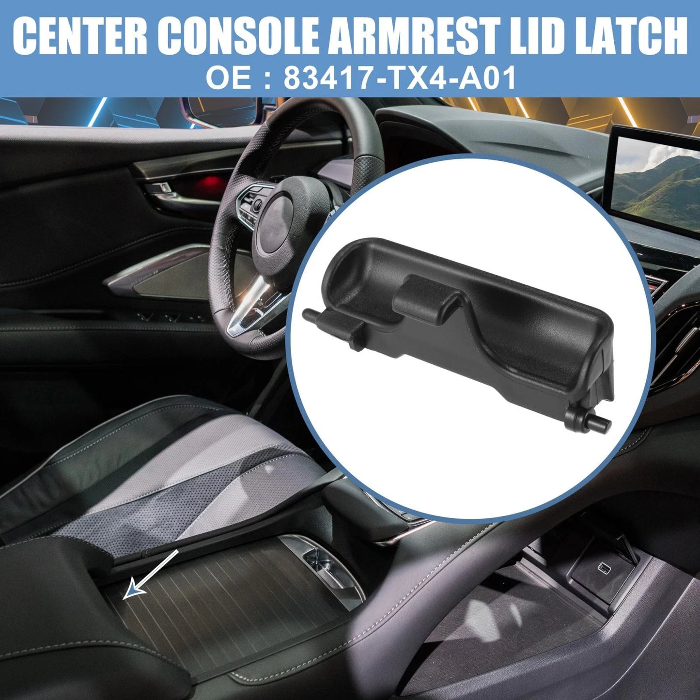 Console Armrest Lid Latch Cover Lock Knob for Acura RDX (2013 - 2018)