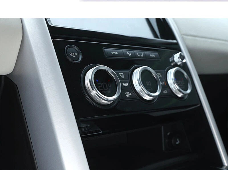 3pcs Silver Volume Buttons Air Conditioning Knobs Ring Fit for Discovery Sport