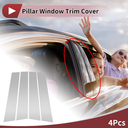 4 x Car Door Pillar Window Trim Chrome Silver Tone for Acura TL (2009-2014)