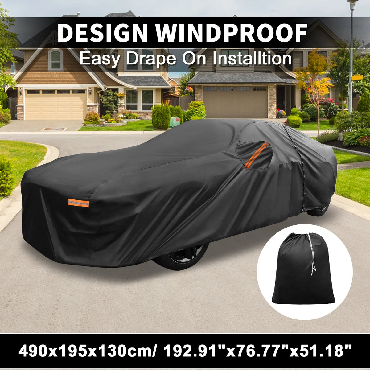 Waterproof Car Cover with Driver Door Zipper for Ford Mustang