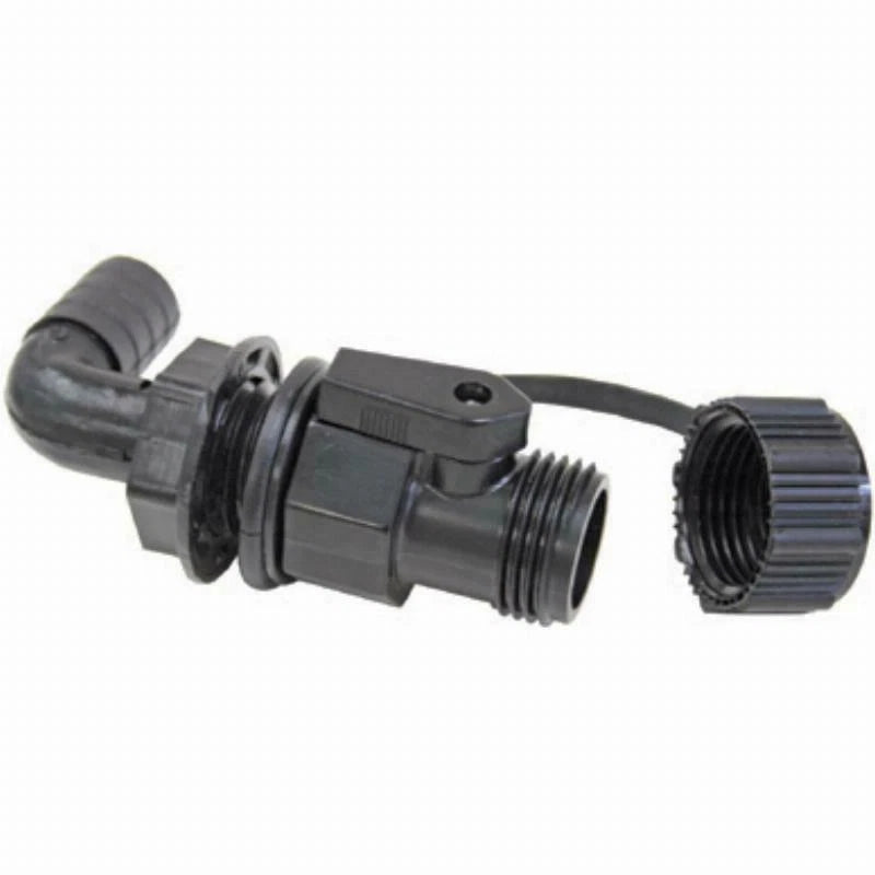 Deck Washdown Connector 90° Barbed Tail 3/4" Male Thread for Marine Use