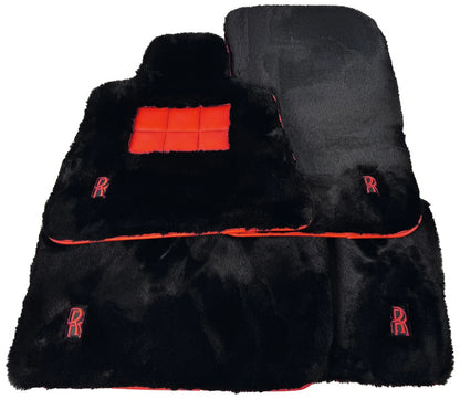 Sheepskin Floor Mats for Rolls Royce Dawn 2016-2023 - Red Leather