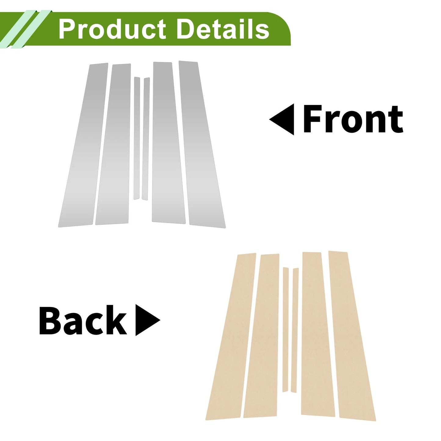 6 x Pillar Window Trim Silver Tone for Chevy Malibu (2008-2012)