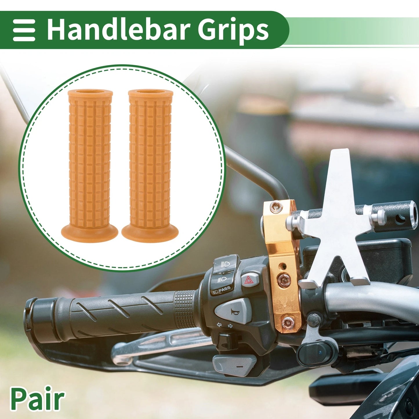 1 x 25mm Hand Grips Cover Handlebar End Grips TPU Brown Yellow for Motorcycle