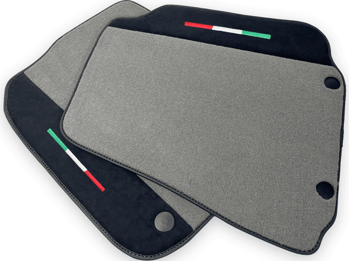 Gray Floor Mats for Ferrari F12 Berlinetta with Alcantara Leather (2013-2017)
