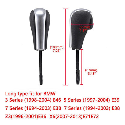 Leather Silver Automatic Gear Shift Knob for BMW E36 E39 E46 E60 E70 (2000-2010)