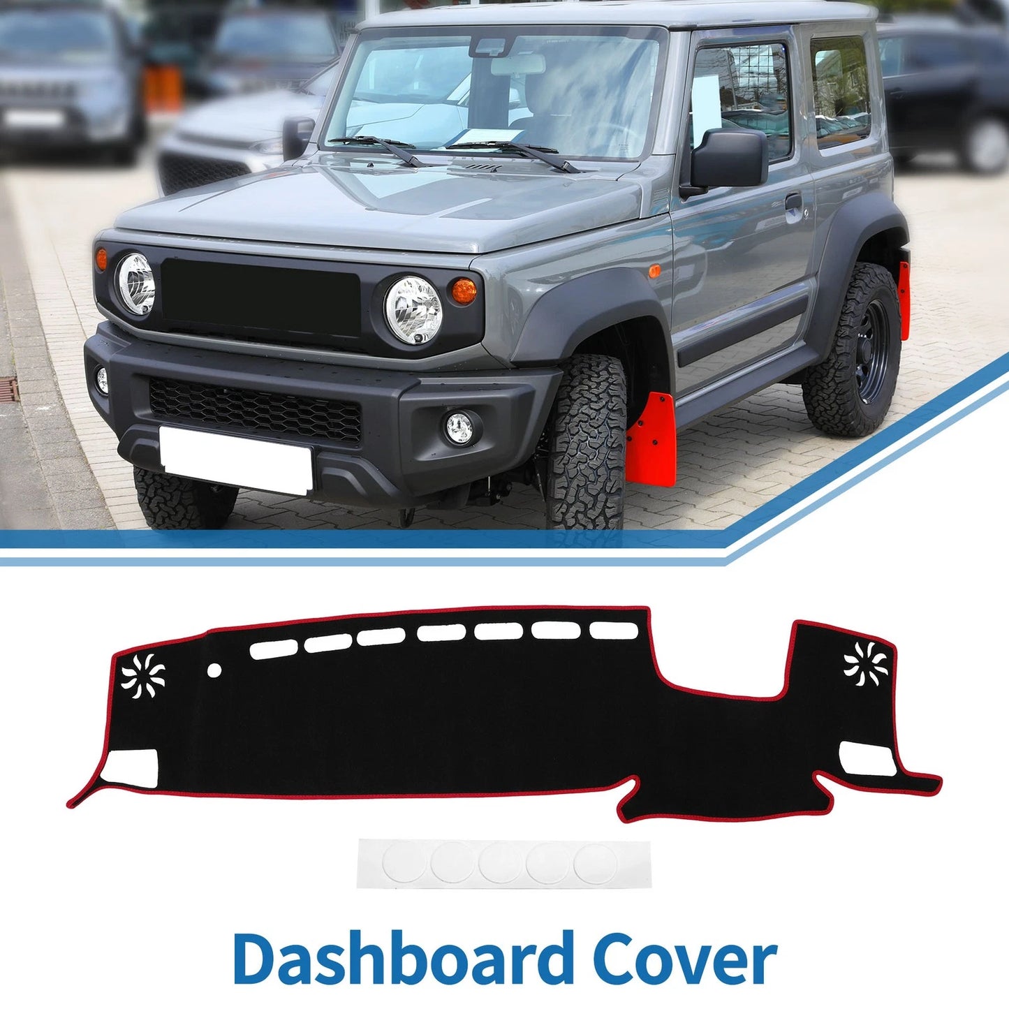 Dash Cover Mat HUD Black Red for Toyota Highlander (2021–2024)