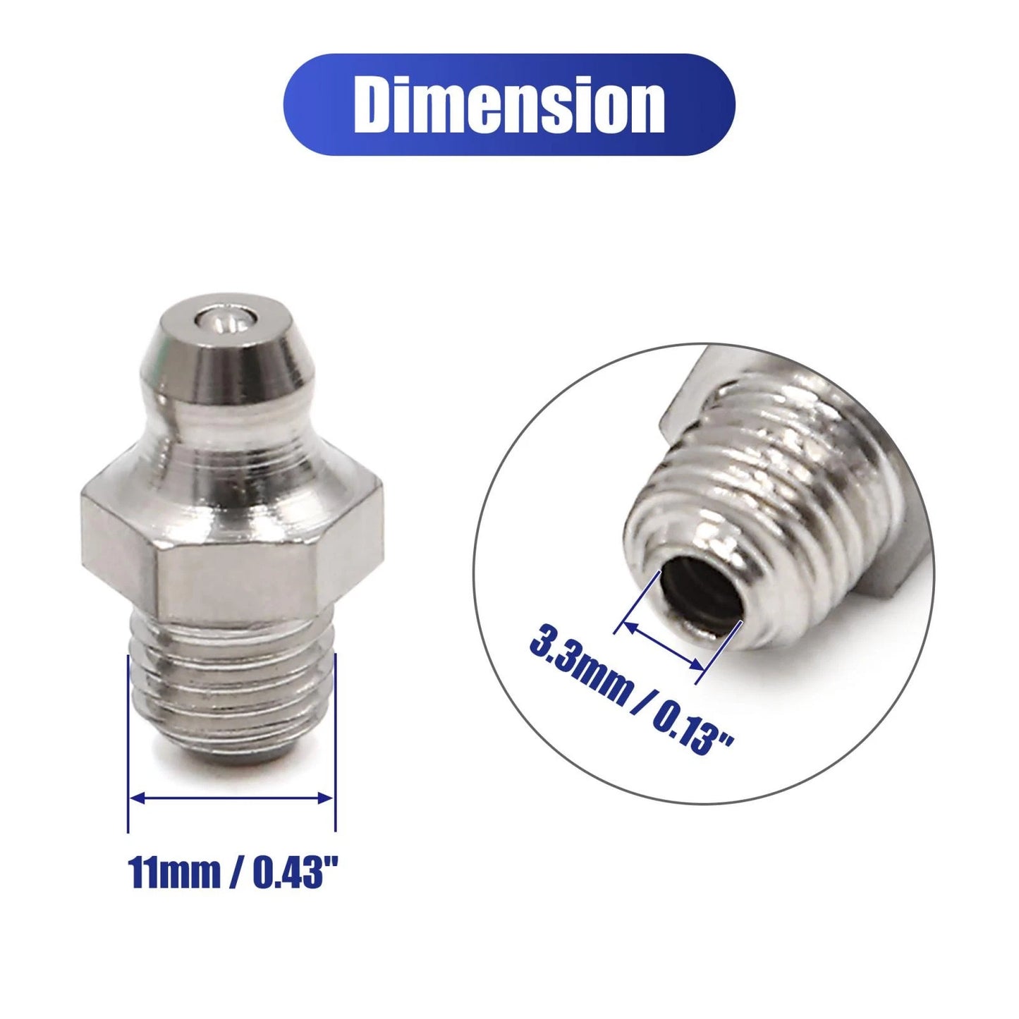4pcs M8 x 1 Stainless Steel Motorcycle Car Straight Grease Nipple Fitting for Make Model