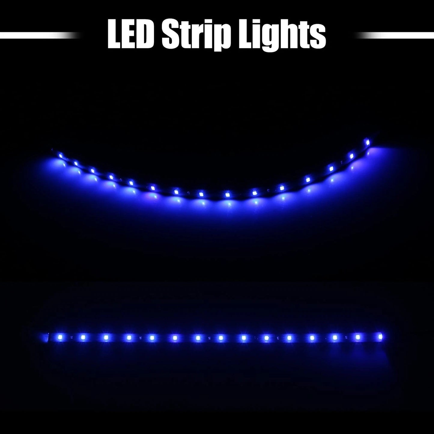 10pcs 30cm Interior LED Strip Light 12V Flexible for Cars/Motorcycles Blue Light