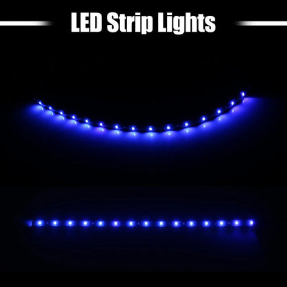 10pcs 30cm Interior LED Strip Light 12V Flexible for Cars/Motorcycles Blue Light