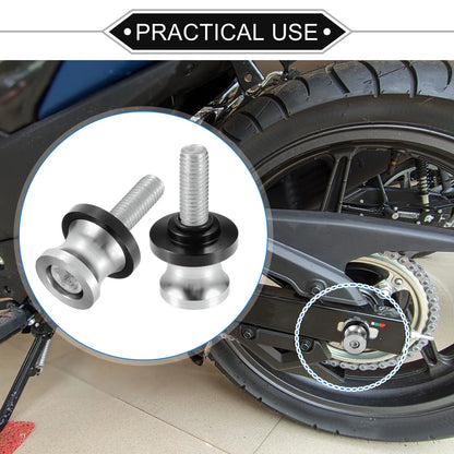 Pair Swingarm Spools 10mm M10x1.5 for Motorcycle Aluminum Alloy Silver Tone