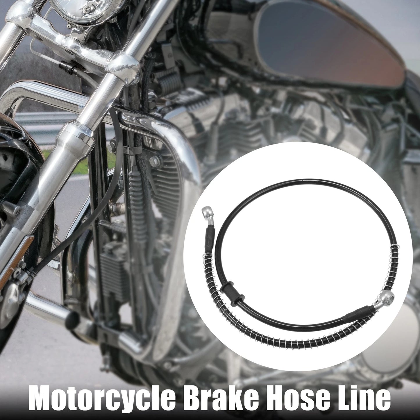 Brake Line 90cm Black Oil Hose Pipe with Spring Protection for Motorcycle