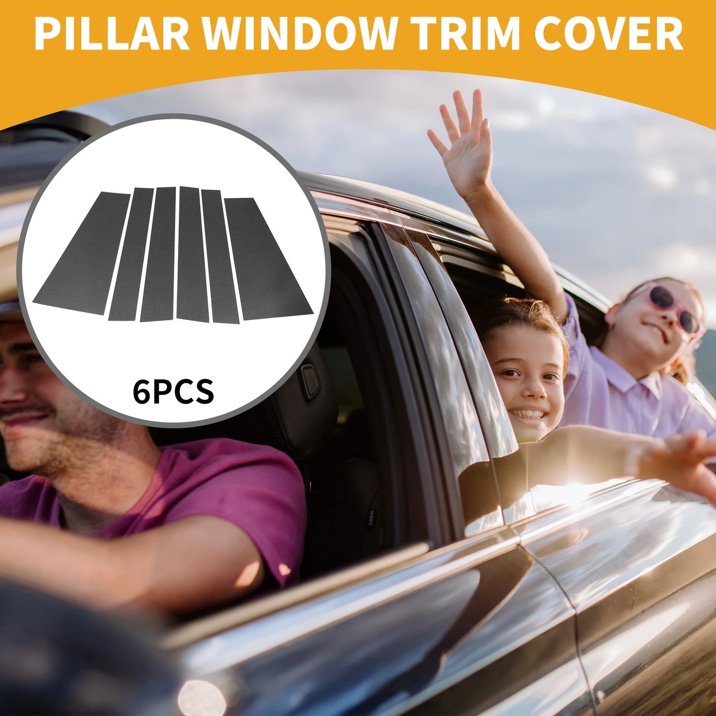 6 Pcs Door Pillar Window Trim Carbon Fiber for Toyota Sienta (2022-2024)