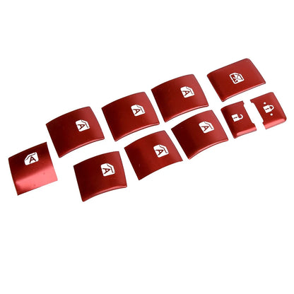 10x Red Power Window Switch Knob Stickers for Toyota Camry (2018-2022)