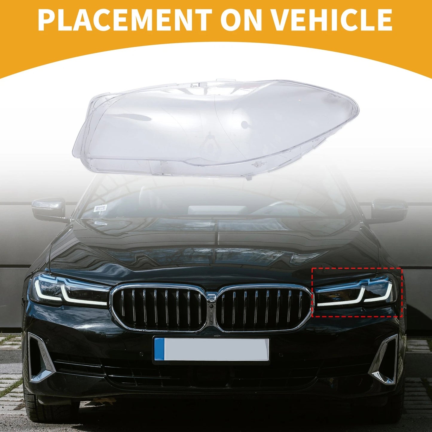 1 x Car Front Left Headlight Lens Cover for BMW 528i (2011-2011)