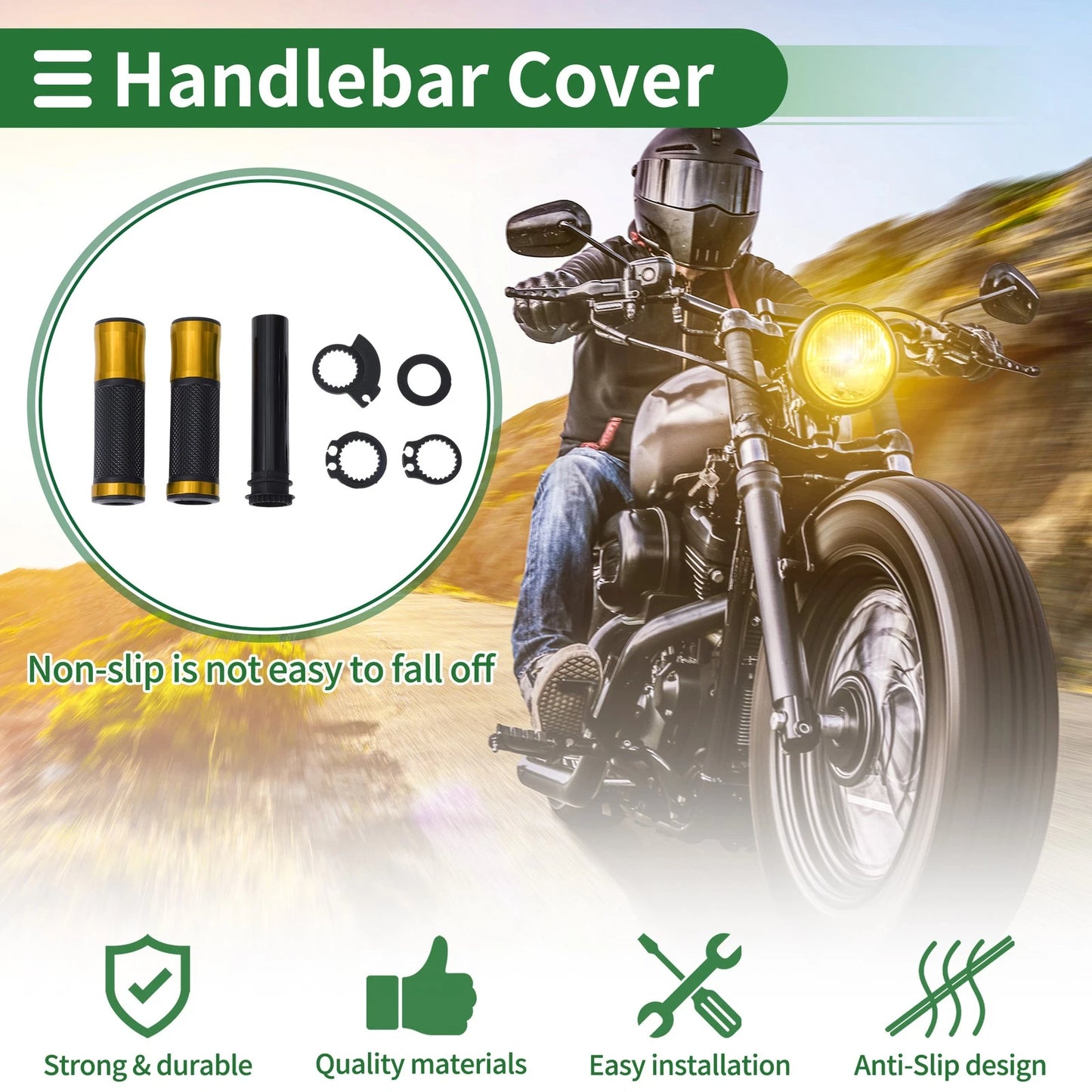 7/8 22mm Hand Grips Gold Tone Rhombus for Motorcycle Handlebar Covers Kit