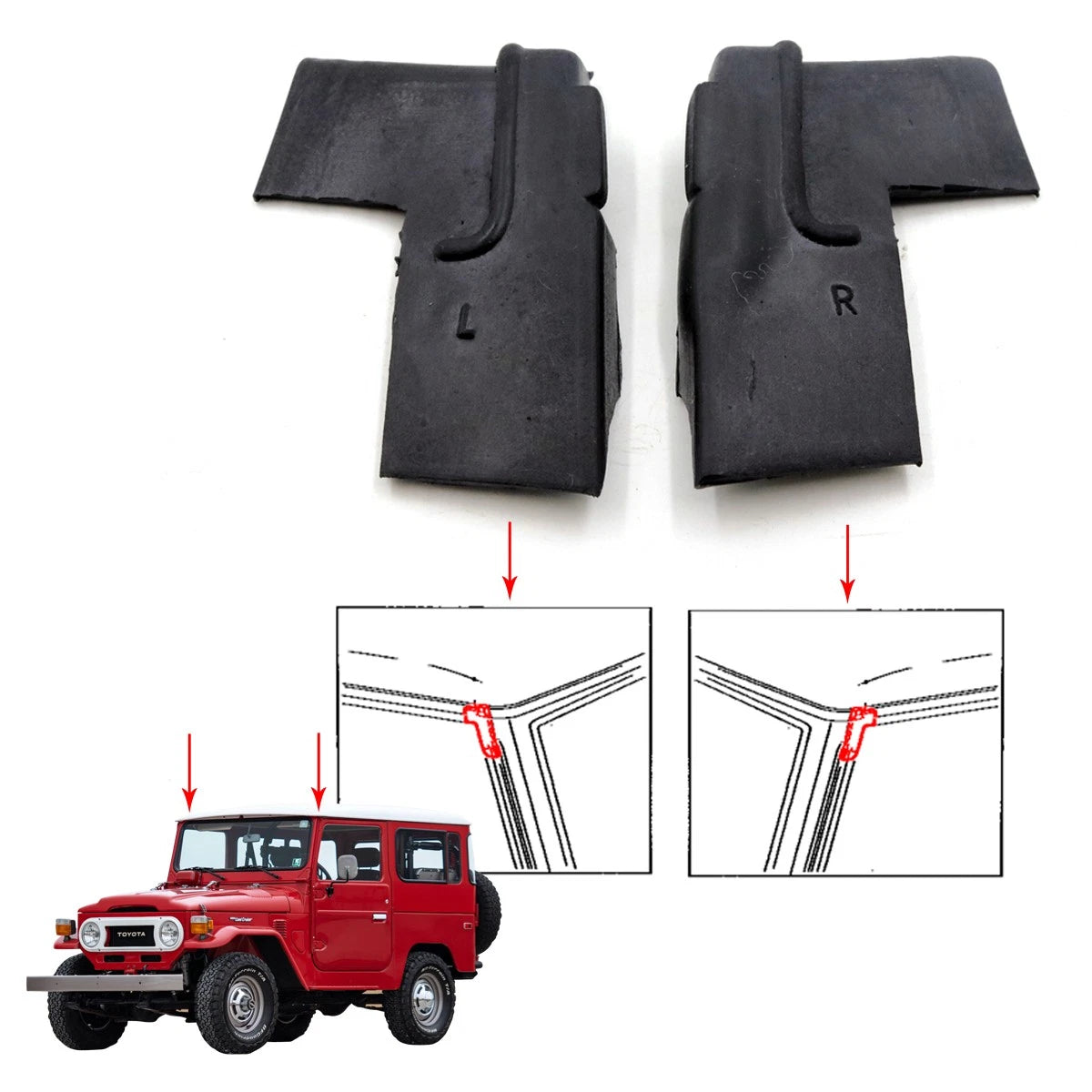 Front Door Corner Rubber for Toyota Land Cruiser J40 BJ45 FJ43 HJ45