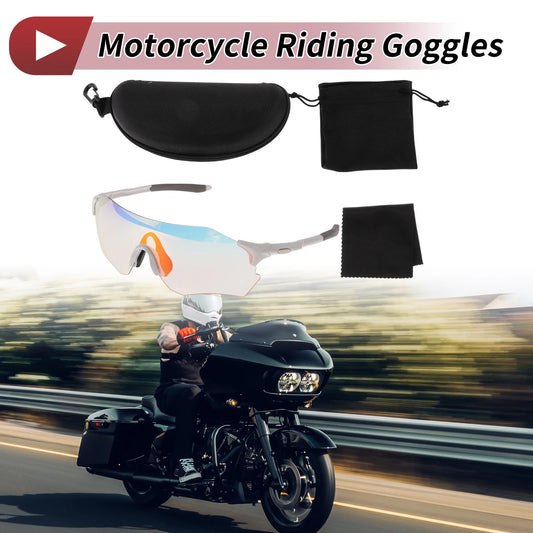 1 Set Motorcycle Riding Goggles Light Red Lens White Gray Frame PC TPU