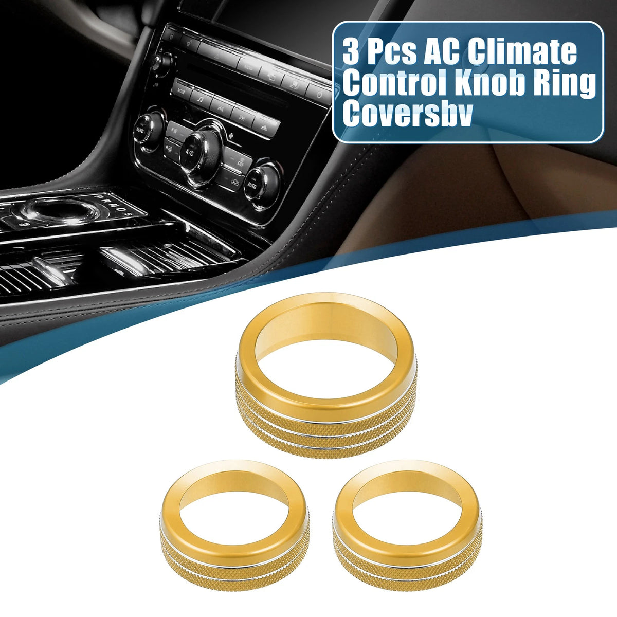 AC Radio Switch Knob Cover Decal for Dodge Durango (2014-2020) - Gold Tone (3x)