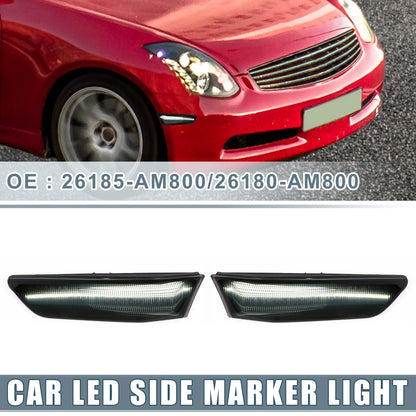Pair LED Side Marker White Light for Infiniti G35 Coupe Smoked Lens