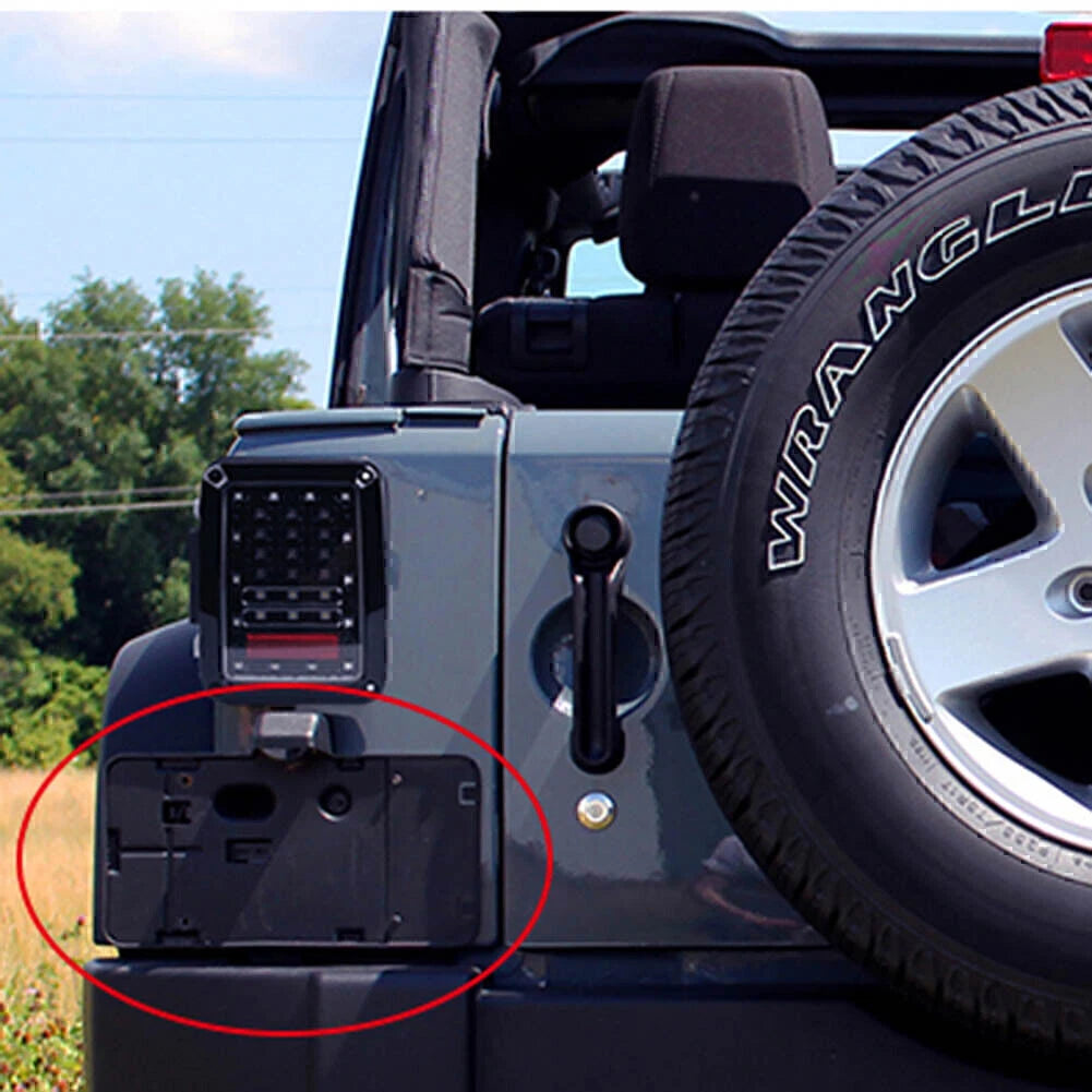 Rear License Plate Mount Bracket w/ LED Light for Jeep Wrangler (2007-2015)