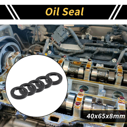 Oil Seal Rotary Shaft Seal NBR Rubber 40x65x8mm Black 5 Pcs
