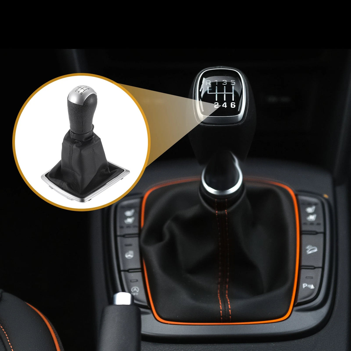 6 Speed Gear Shifter Knob & Cover for Ford Focus MK2 (2004-2008)